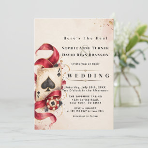 Invitación Elegante boda de noche de casino en acuarela de co