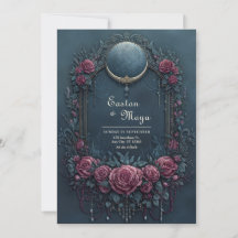 Elegante boda de noche floral burgundy oscuro navy
