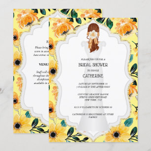 Invitación Elegante boda de novia vestido de margarita amaril