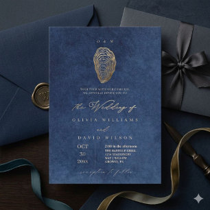 Invitación Elegante Boda de Oceano Azul Marino