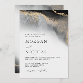 Invitación Elegante Boda de Opulencia Marcado Negro y Oro