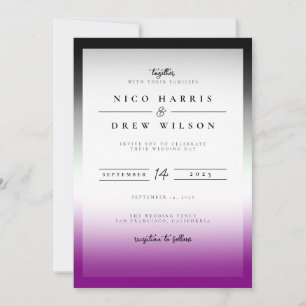 Invitación Elegante Boda de Orgullo Asexual