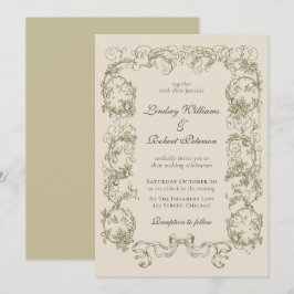 Invitación Elegante Boda de origen beige crema beige-ornate