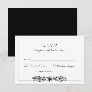 Invitación Elegante Boda de Ornamento Floral Vintage RSVP