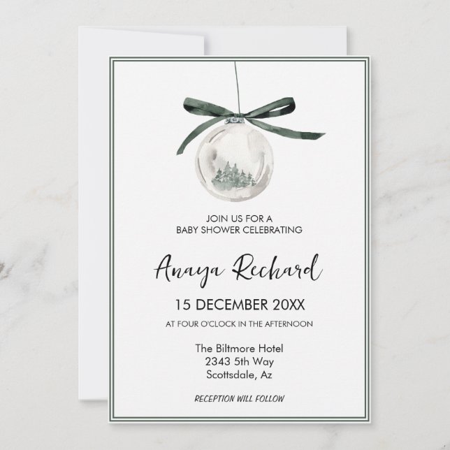 Invitación Elegante Boda de Ornamentos de Invierno (Anverso)