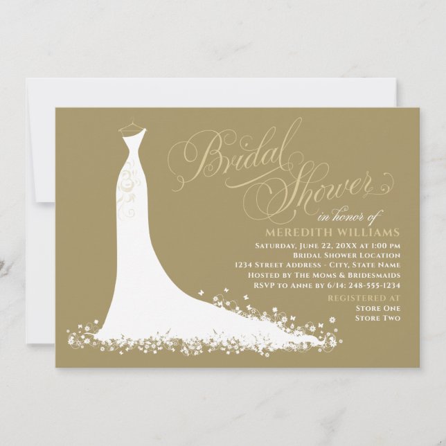 Invitación Elegante Boda de Oro Antiguo Ducha Bridal (Anverso)