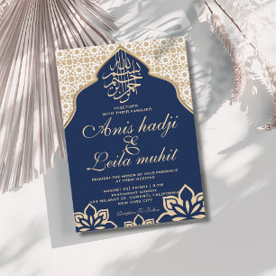 Invitación Elegante boda de oro árabe oriental de la Marina