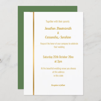 INVITACIÓN ELEGANTE BODA DE ORO BLANCO DE SAGE CLÁSICA
