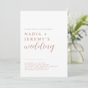Invitación Elegante Boda de oro blanco y Rosa