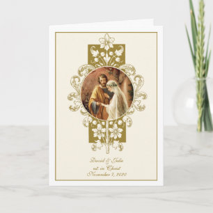 Invitación Elegante Boda de oro católico invitado
