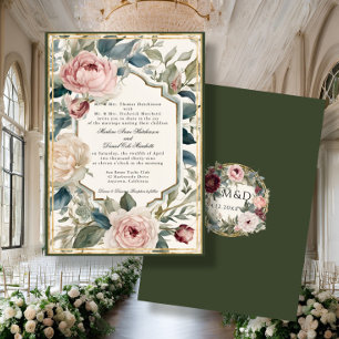 Invitación Elegante Boda de oro clásico francés de vintage fl