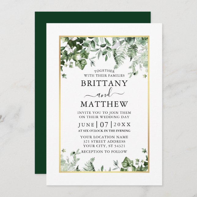 Invitación Elegante Boda de oro de Ivy Sage (Anverso / Reverso)