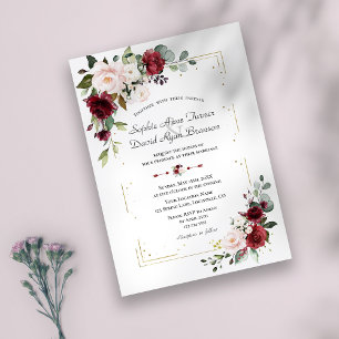 Invitación Elegante Boda de oro de las flores de Rubor de Bor