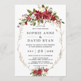 Invitación Elegante Boda de oro de las flores rosadas de Borg
