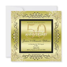 Elegante Boda de Oro de Mujer Dorado y Negro