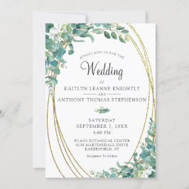 Invitación Elegante Boda de Oro Eucalyptus