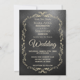 Invitación *~* Elegante Boda de oro irlandés negro simple