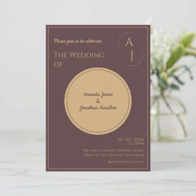 Invitación Elegante Boda de oro primario de lujo simple (Anverso de pie)