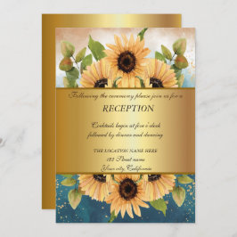 Invitación Elegante Boda de Oro,Recepción de Boda de Girasole