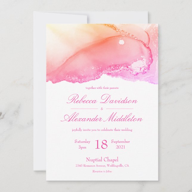 Invitación Elegante Boda de oro rosa abstracto (Anverso)