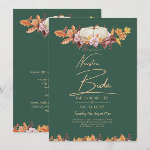 Invitación ELEGANTE Boda de Oro Verde de la Calabaza Todo en