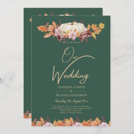 Invitación ELEGANTE Boda de Oro Verde de la Calabaza Todo en 