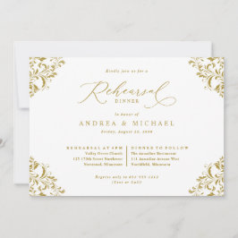 Invitación Elegante Boda de oro vintage cena