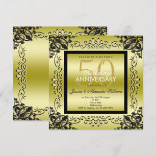 Invitación Elegante Boda de Oro y Negro