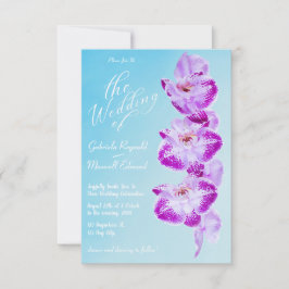Invitación Elegante Boda de Orquídeas Azules Blancas de Amor 