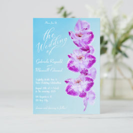 Invitación Elegante Boda de Orquídeas Azules Blancas de Amor