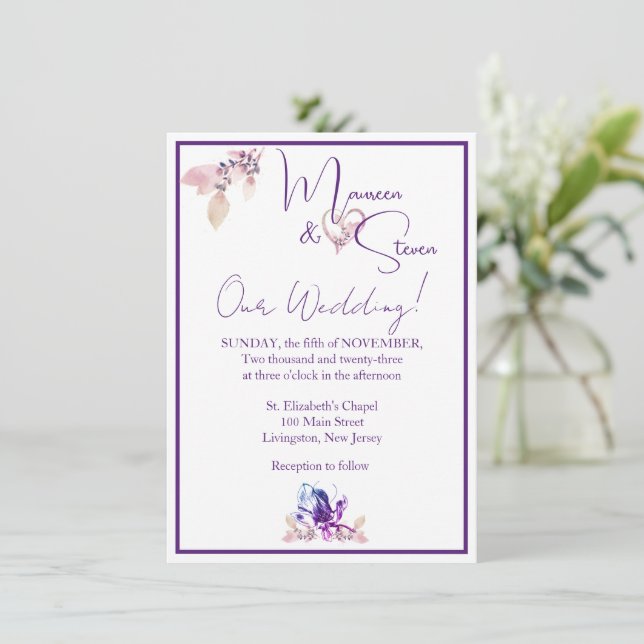 Invitación Elegante Boda de orquídeas blancas (Anverso de pie)