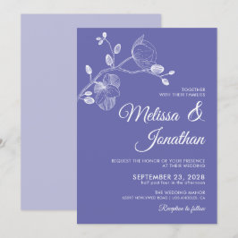 Invitación Elegante boda de orquídeas blancas de guijarros fl