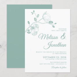 Invitación Elegante boda de orquídeas blancas y floridas