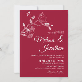 Invitación Elegante boda de orquídeas rojas florales blancas