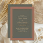 Invitación Elegante Boda de otoño con estilo Rust Moss Green<br><div class="desc">Terracota elegante y elegante,  cálida y romántica,  invitación a bodas en verde sabio oscuro para bodas de otoño o invierno. Contáctenos para obtener ayuda sobre la personalización o la correspondencia de productos.</div>