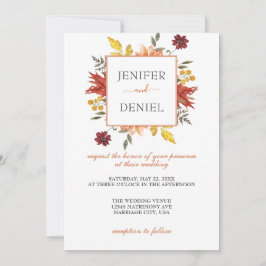 Invitación Elegante Boda de otoño de hojas de otoño
