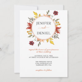 Invitación Elegante Boda de otoño de hojas de otoño