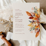 Invitación Elegante Boda de otoño de hojas de otoño<br><div class="desc">La elegante Invitación a la Boda de Otoño de las Hojas de Otoño presenta un hermoso ramo de hojas de otoño en óxido,  amarillo,  oro,  mostaza,  marrón y morado.</div>