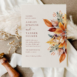 Invitación Elegante Boda de otoño de hojas de otoño