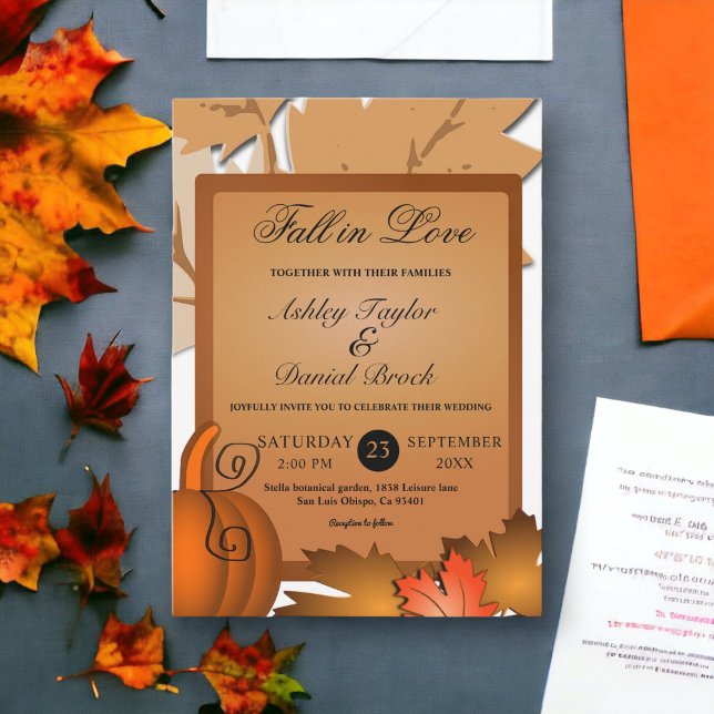 Invitación Elegante Boda de otoño de otoño de hojas de calaba (Subido por el creador)