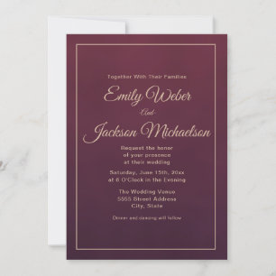Invitación Elegante Boda de Otoño Invierno Burgundy