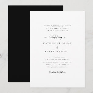 Invitación Elegante Boda de Padres Negros y Blancos