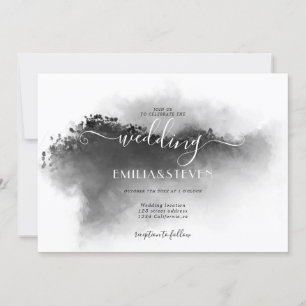 Invitación Elegante Boda de paisajes de color blanco negro