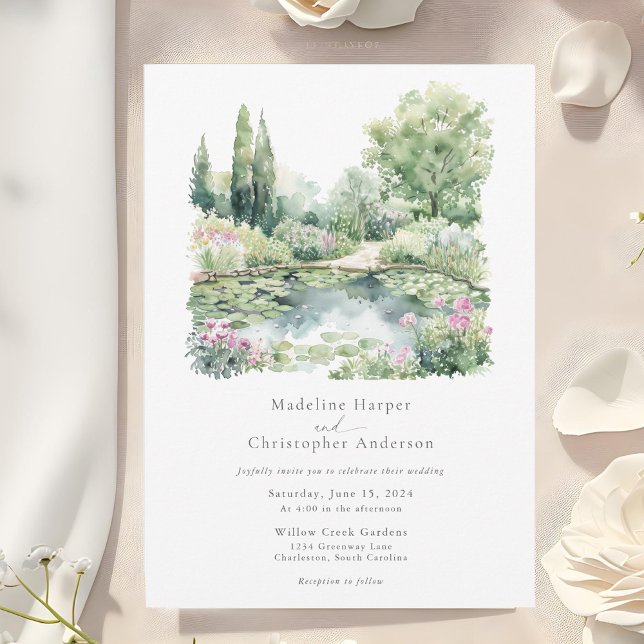 Invitación Elegante Boda de paisajes de verano en el jardín a (Subido por el creador)