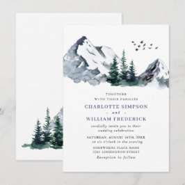 Invitación Elegante Boda de paisajes forestales de las montañ