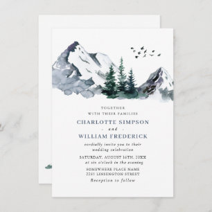 Invitación Elegante Boda de paisajes forestales de las montañ