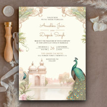 Elegante Boda de Palacio Indio con Pavo Real Vinta