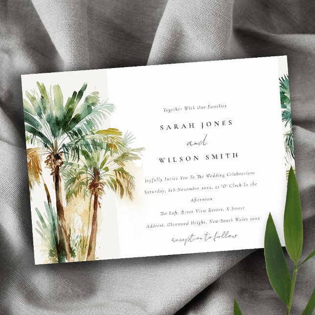 Invitación Elegante Boda de Palm Trees Tropicales (Subido por el creador)