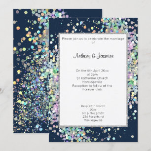 INVITACIÓN ELEGANTE BODA DE PASTEL AZUL DE NAVY