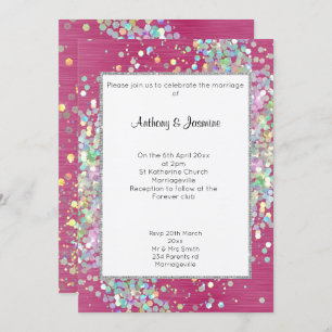 INVITACIÓN ELEGANTE BODA DE PASTEL HOLOGRÁFICO ROJO TEXTURADO